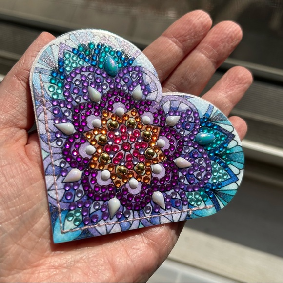 Diamond Art HEART 08 Corner Bookmark, Colorful, Sparkly (BLUE, PURPLE, PINK) - Picture 3 of 15